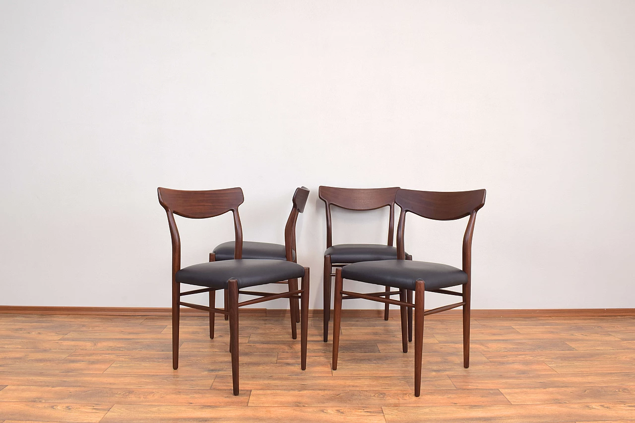 4 Danish teak dining chairs, 1960s 2