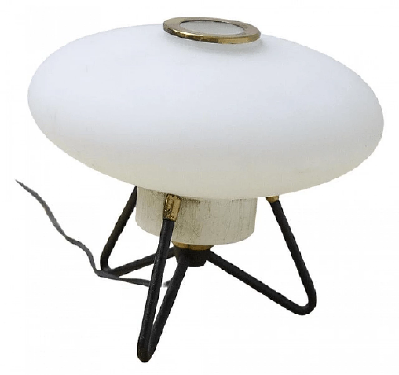 Opaline glass and metal table lamp by Stilux, 1950s 1
