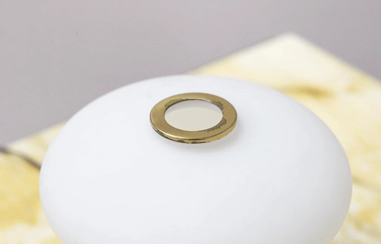 Opaline glass and metal table lamp by Stilux, 1950s 3