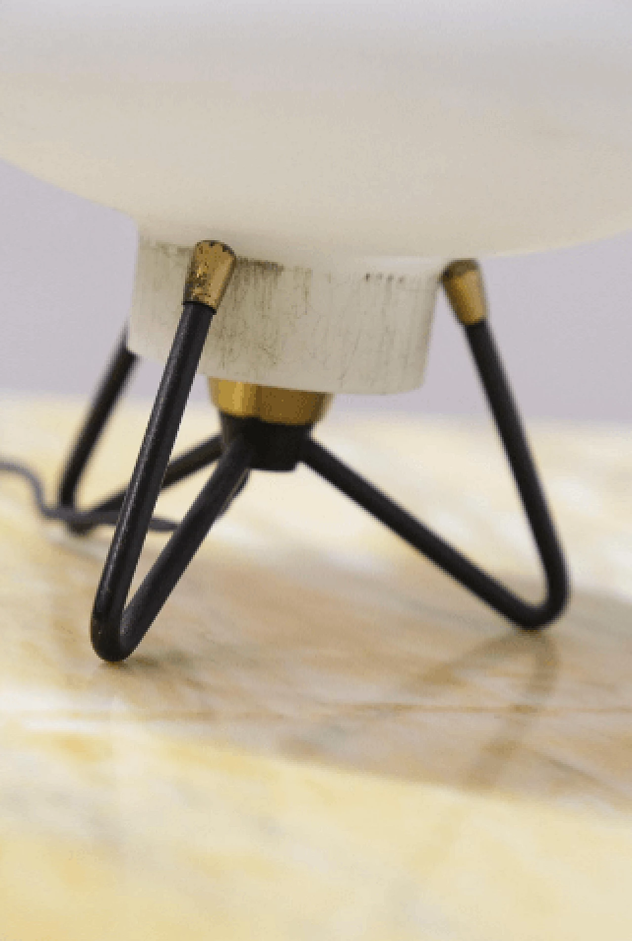 Opaline glass and metal table lamp by Stilux, 1950s 6