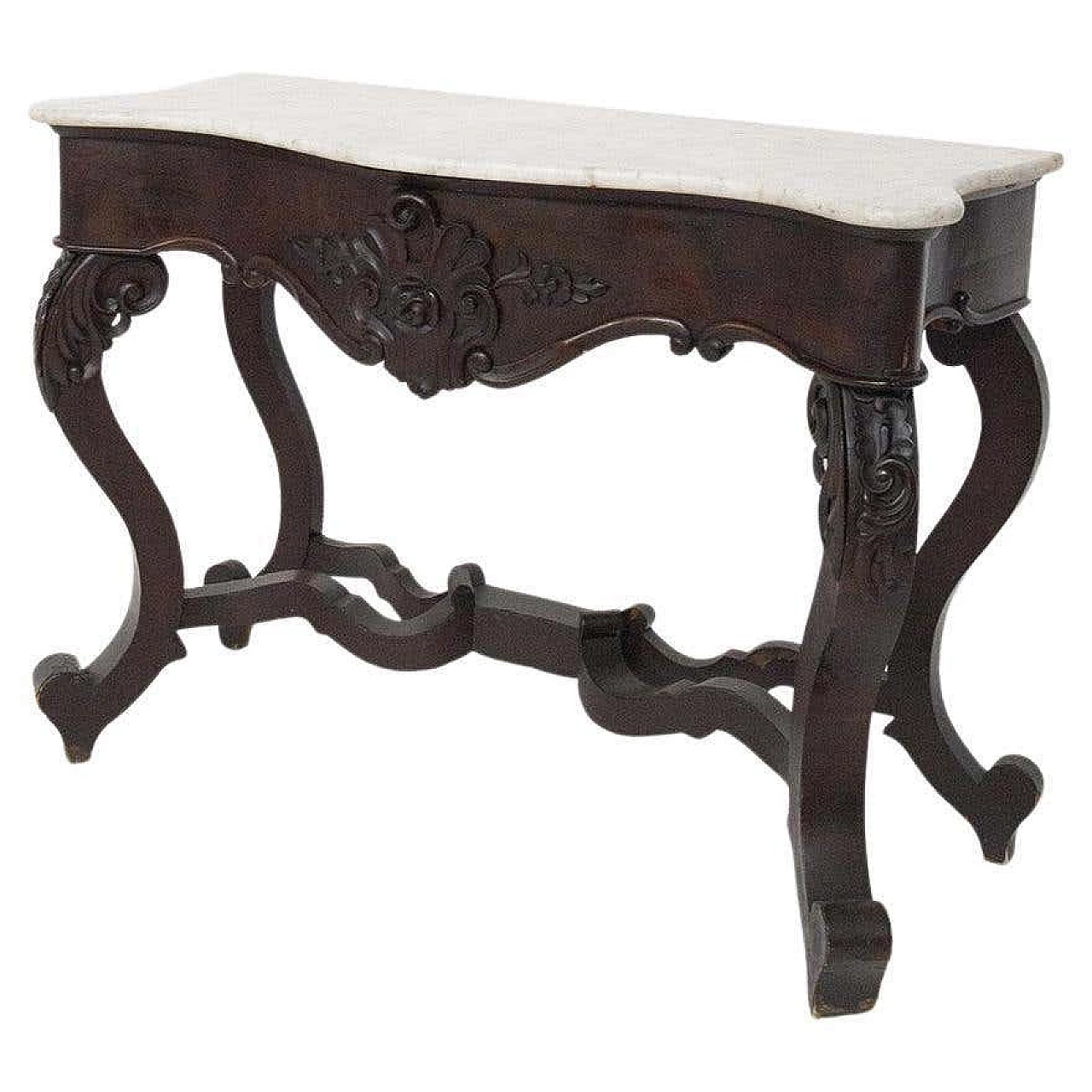Walnut console table with marble top, 19th century 8