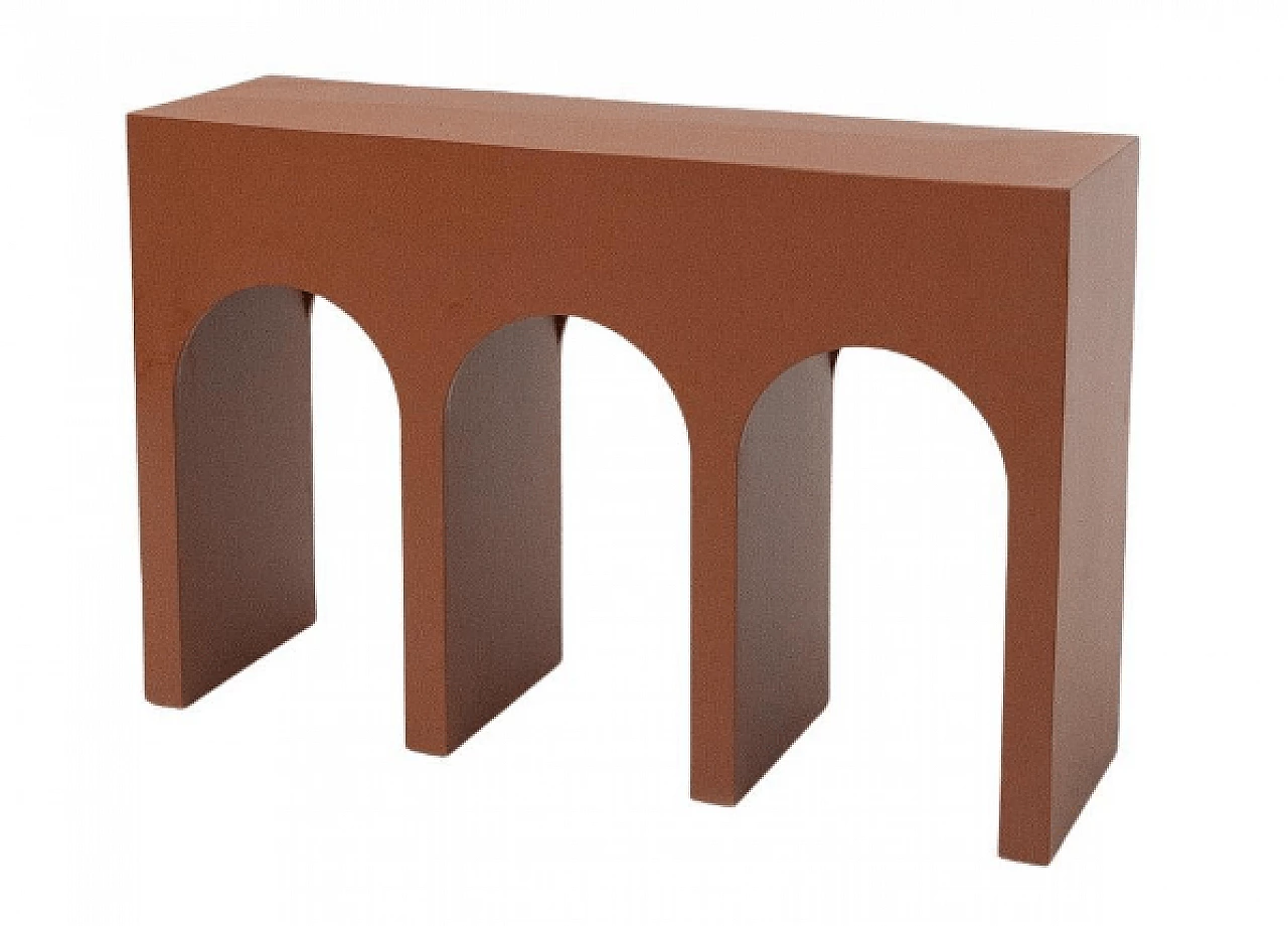 Brown lacquered wood console 1