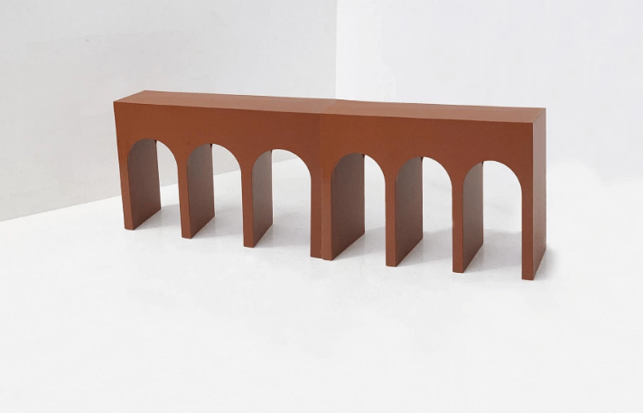 Brown lacquered wood console 8