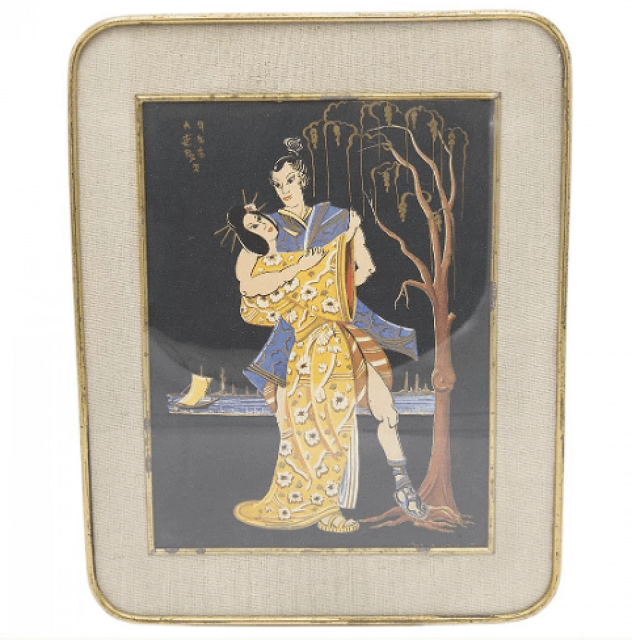 Dancing couple, painting on cardboard, early 20th century 1