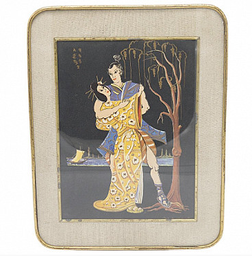 Dancing couple, painting on cardboard, early 20th century