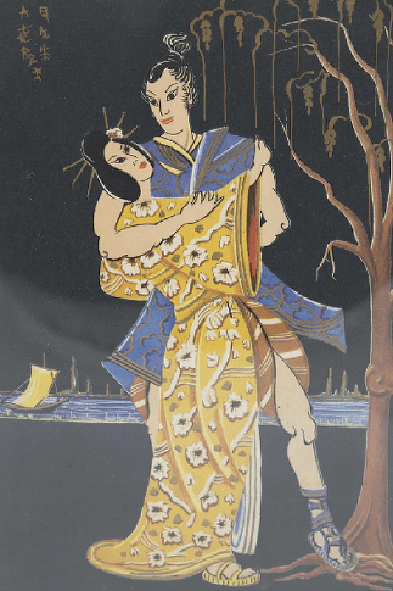 Dancing couple, painting on cardboard, early 20th century 3