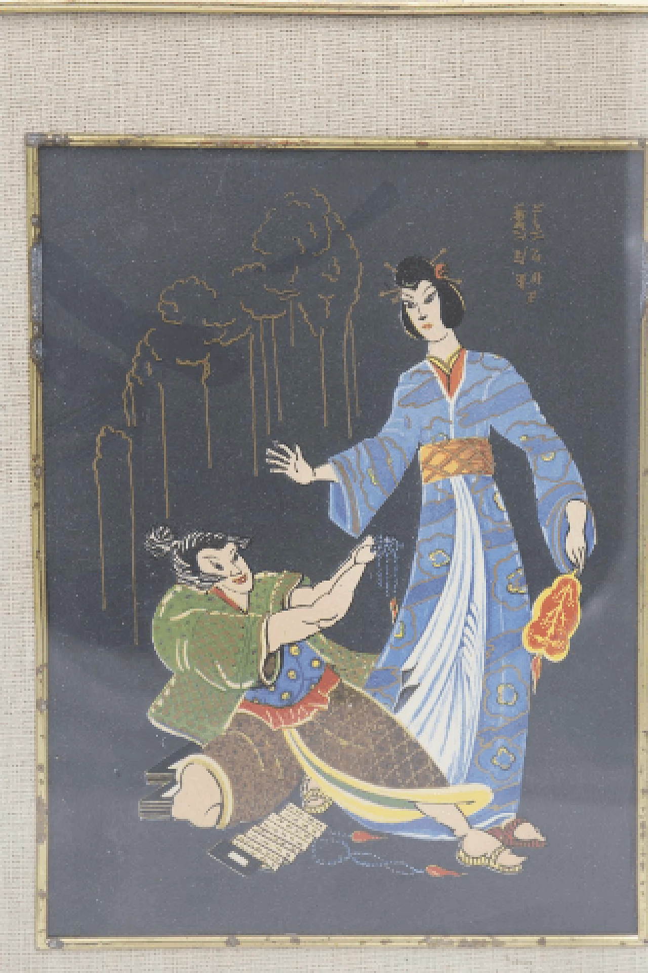 Marriage proposal, painting on cardboard, early 20th century 2