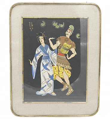 Danza tradizionale, dipinto su cartoncino, inizio '900