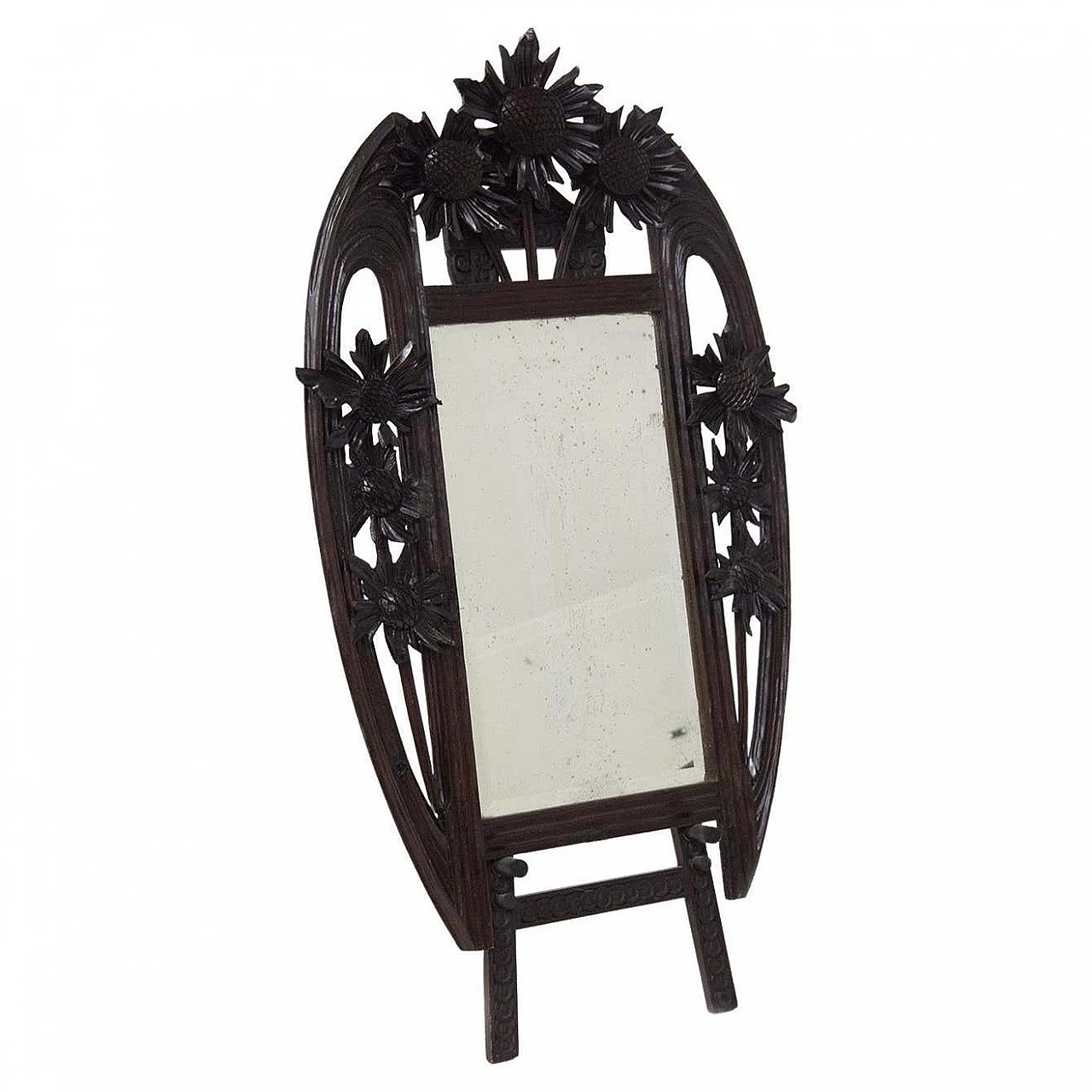 Wooden mirror with easel by Carlo Zen, 1940s 9