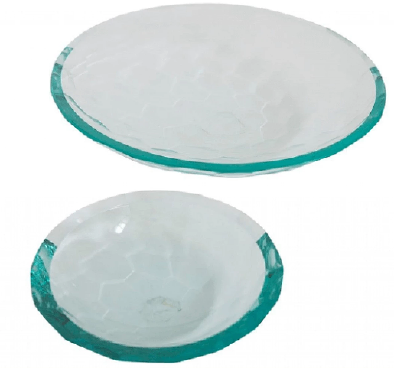 Coppia di centrotavola in vetro nello stile di Fontana Arte, anni '80 1