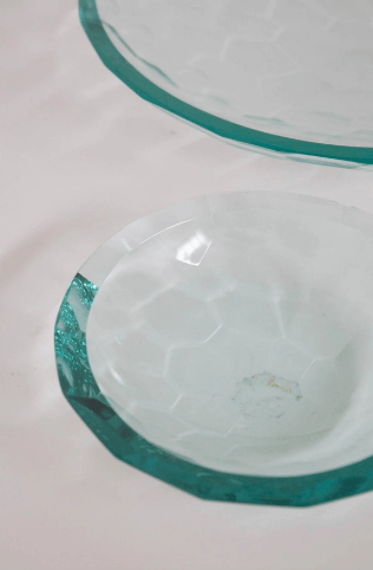 Coppia di centrotavola in vetro nello stile di Fontana Arte, anni '80 5