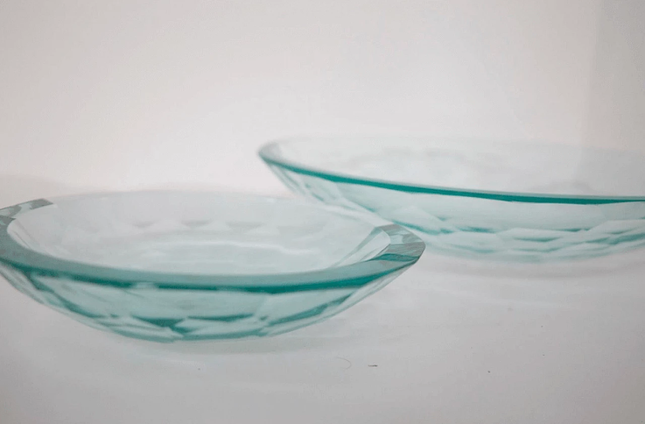 Pair of glass centerpieces in the style of Fontana Arte, 1980s 7