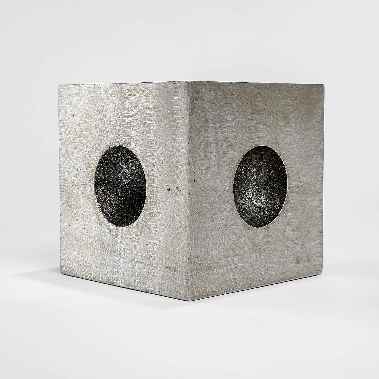 Lorenzo Burchiellaro, Cube, cast aluminium sculpture, 1970s 2