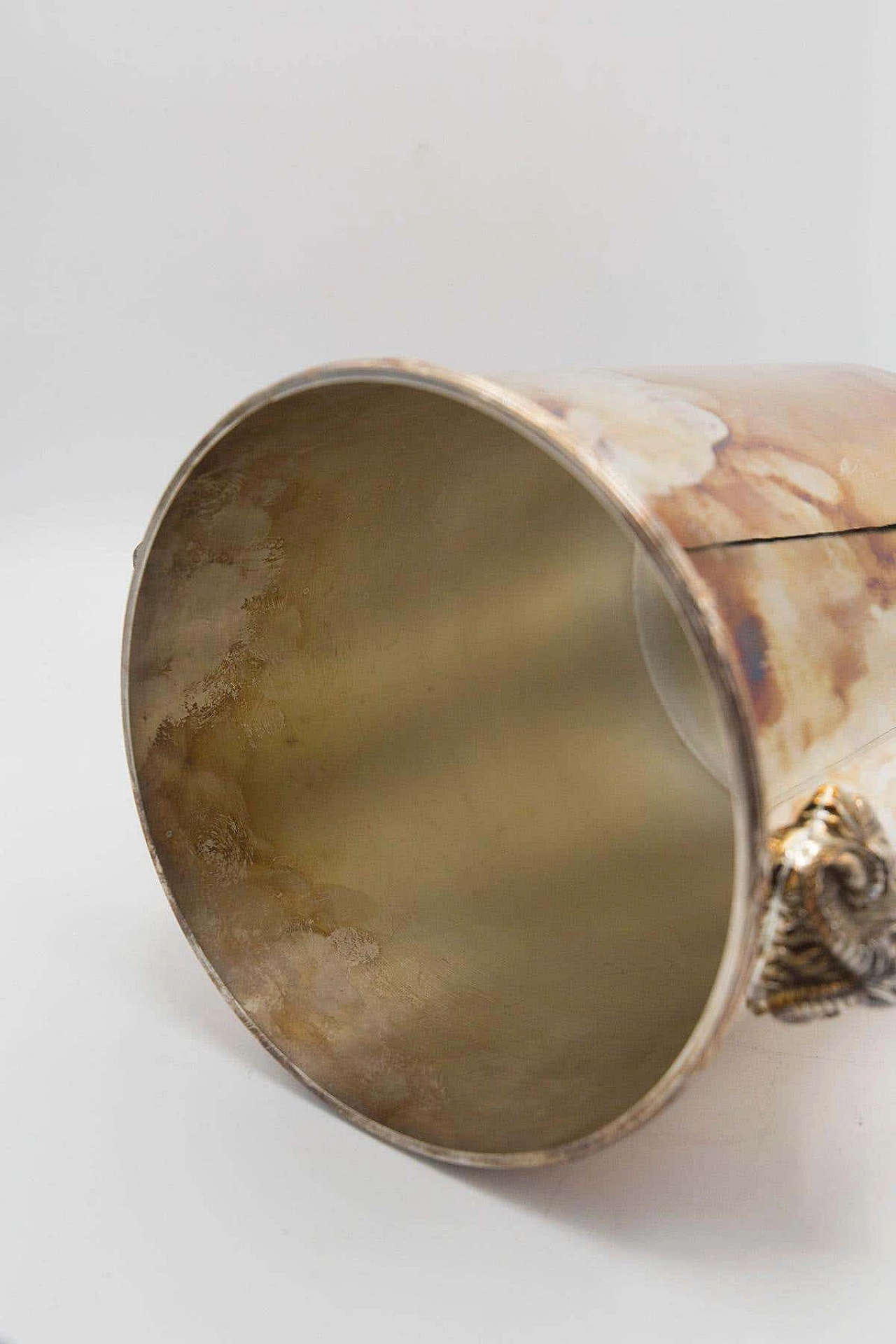 Secchiello per ghiaccio Christofle in metallo con manici a forma di ariete, anni '50 8