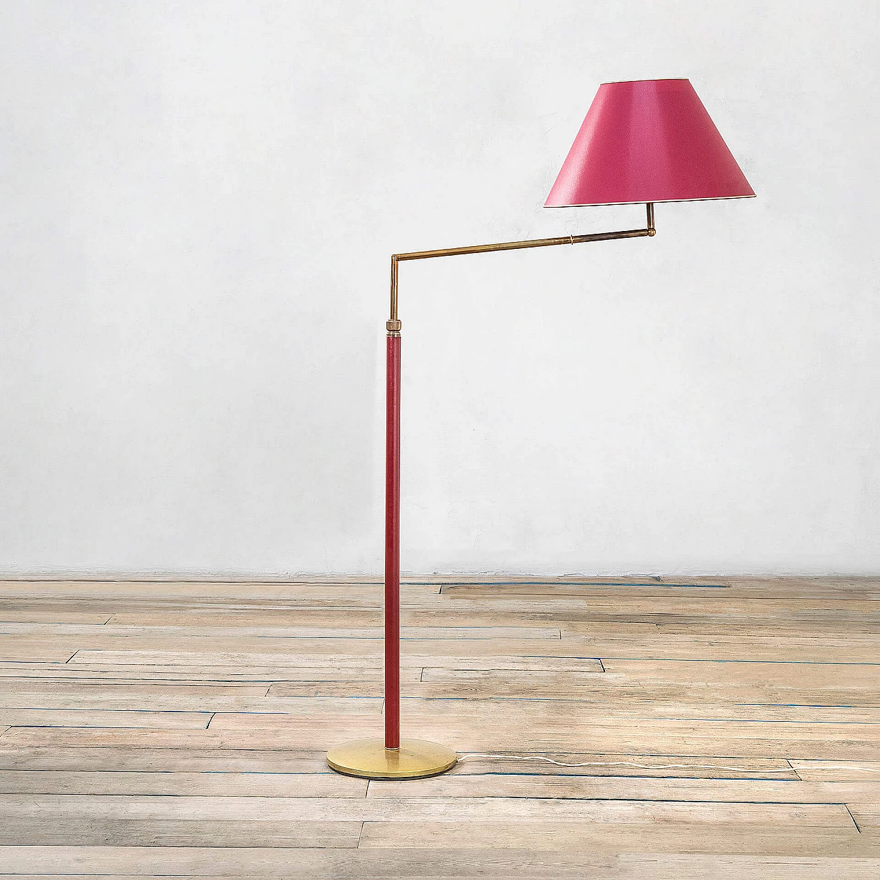 Tris floor lamp with adjustable shade by Angelo Lelii for Arredoluce, 1950s 3