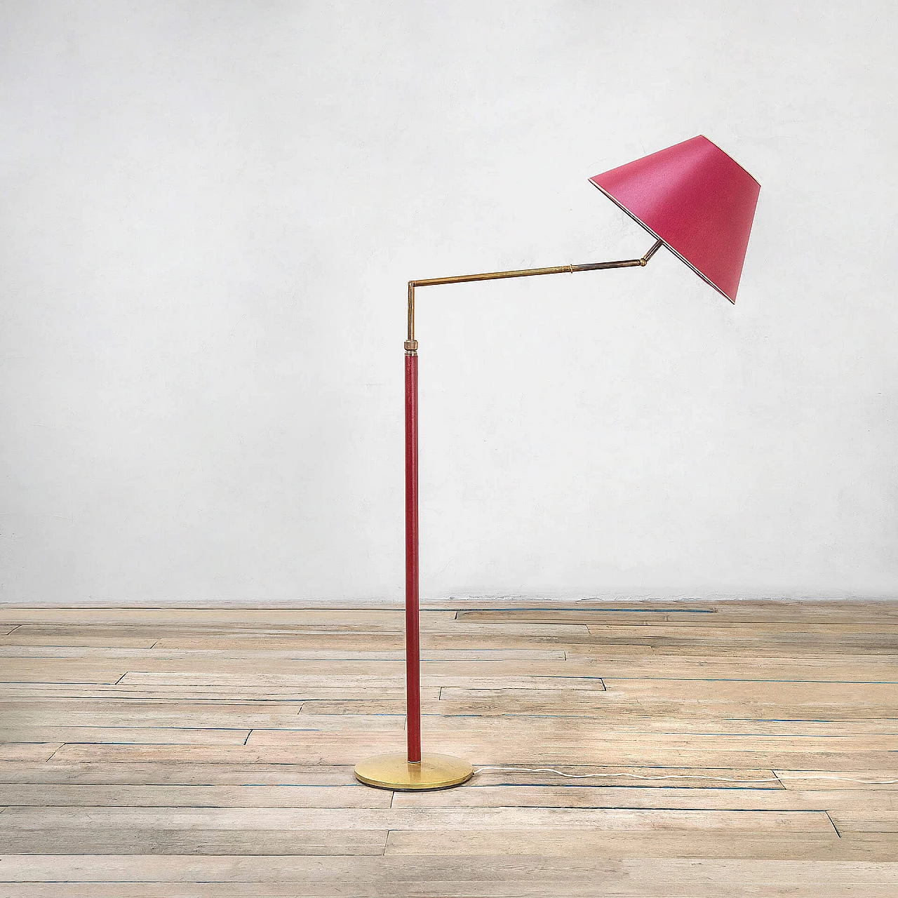 Tris floor lamp with adjustable shade by Angelo Lelii for Arredoluce, 1950s 4