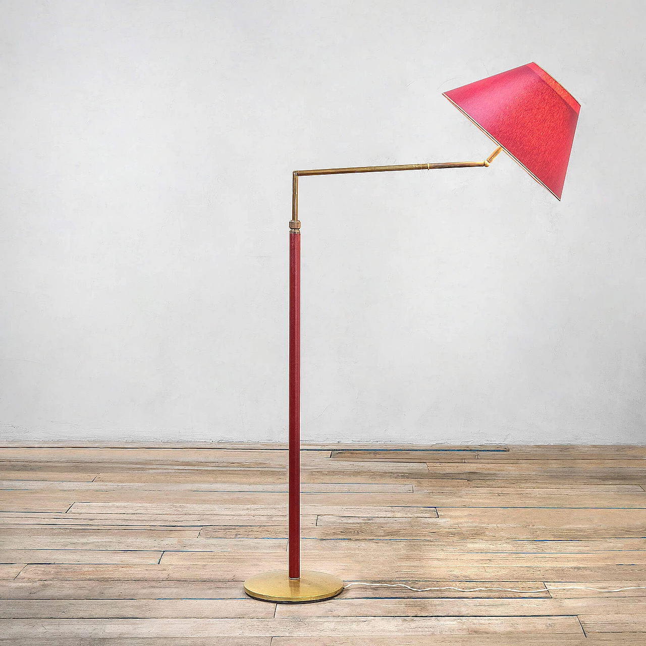 Tris floor lamp with adjustable shade by Angelo Lelii for Arredoluce, 1950s 5