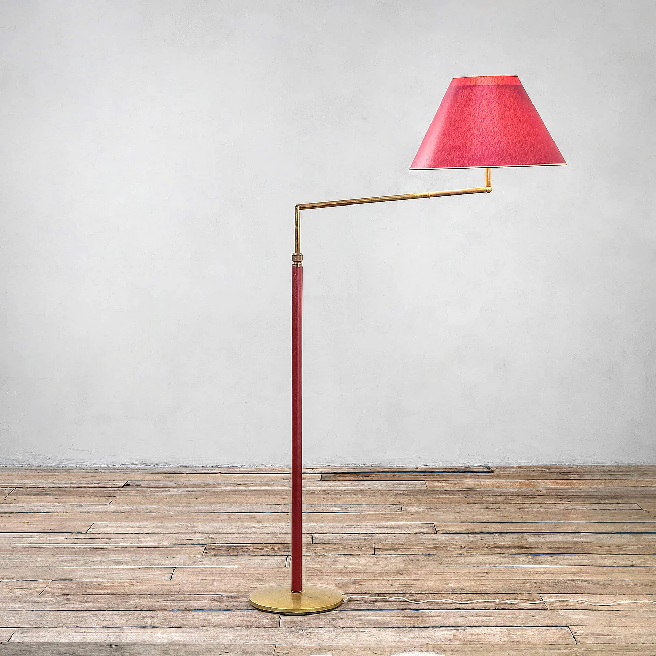 Tris floor lamp with adjustable shade by Angelo Lelii for Arredoluce, 1950s 6