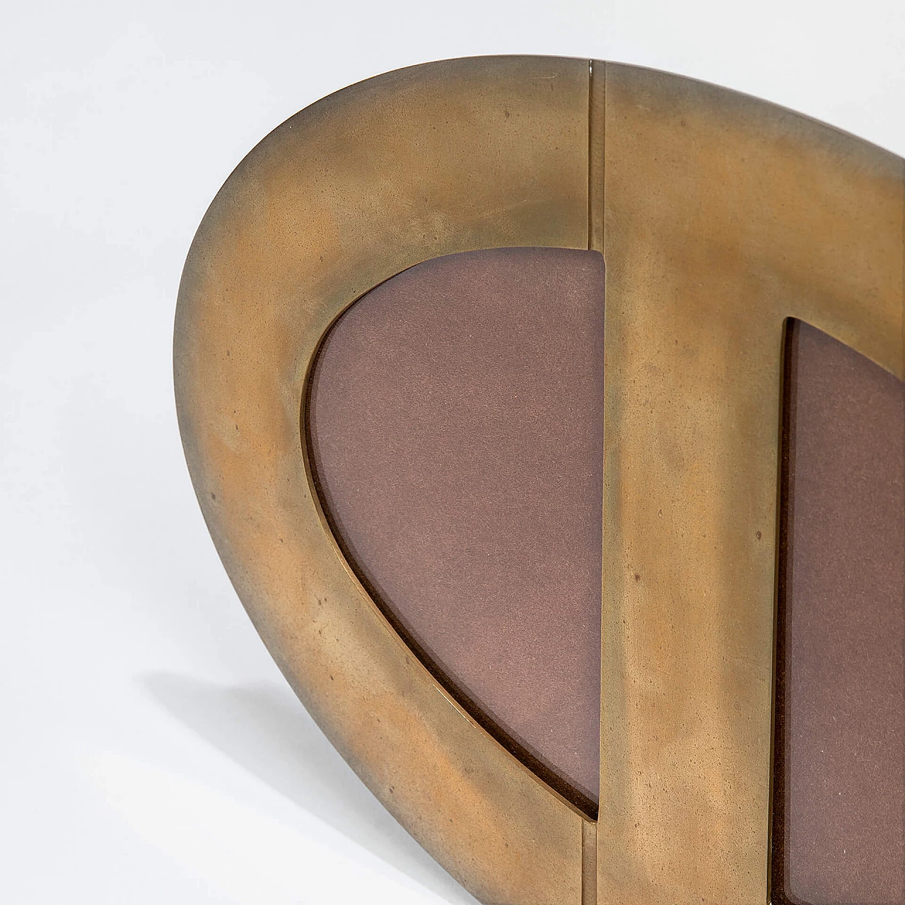 Oval brass photo frame by Gabriella Crespi, 1970s 2