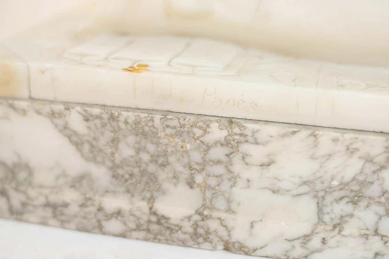 Guglielmo Pugi, Incantatrice di serpenti, scultura in marmo Art Déco, 1910 1