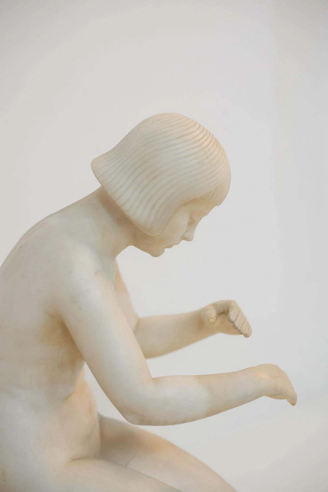 Guglielmo Pugi, Incantatrice di serpenti, scultura in marmo Art Déco, 1910 3