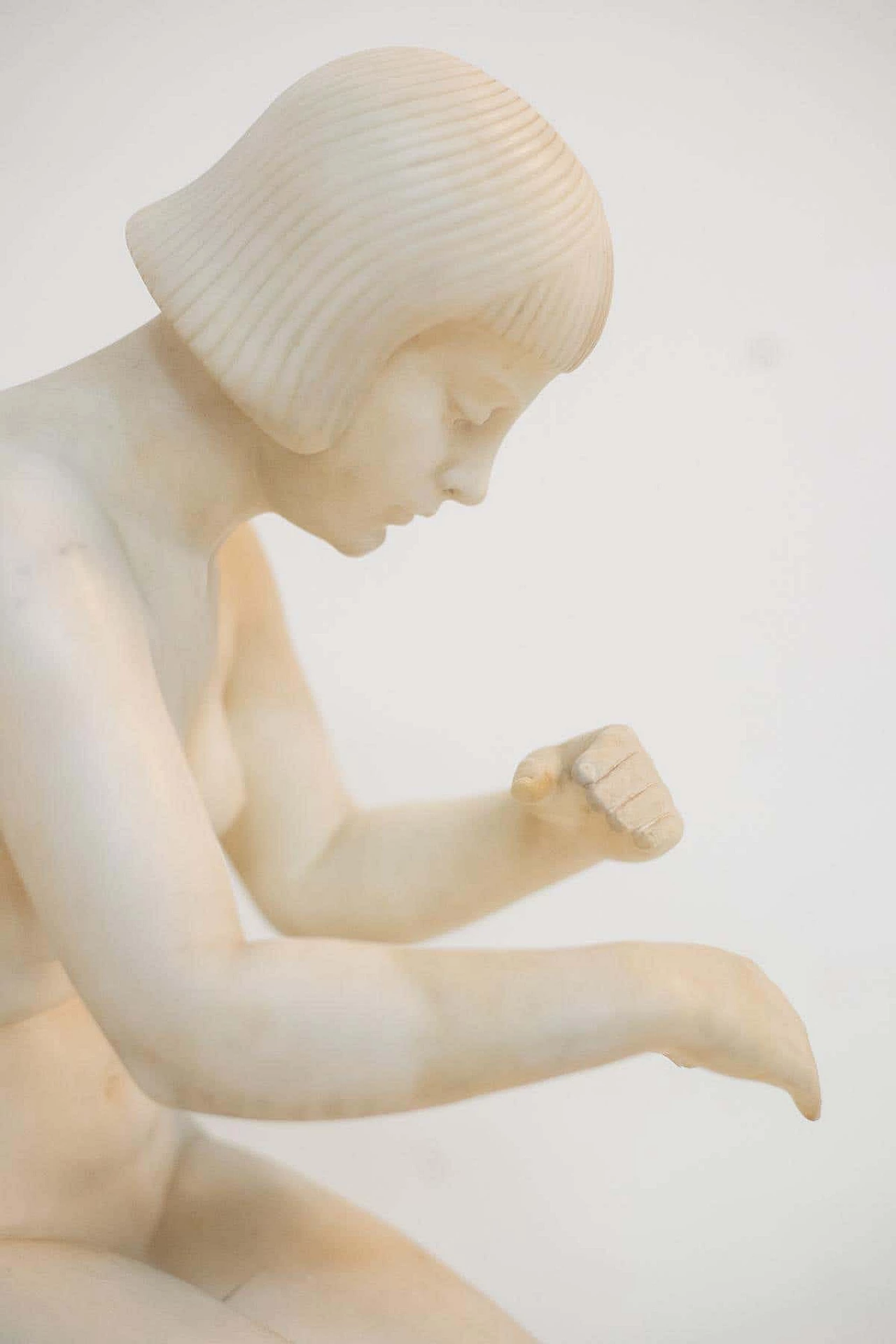 Guglielmo Pugi, Incantatrice di serpenti, scultura in marmo Art Déco, 1910 6