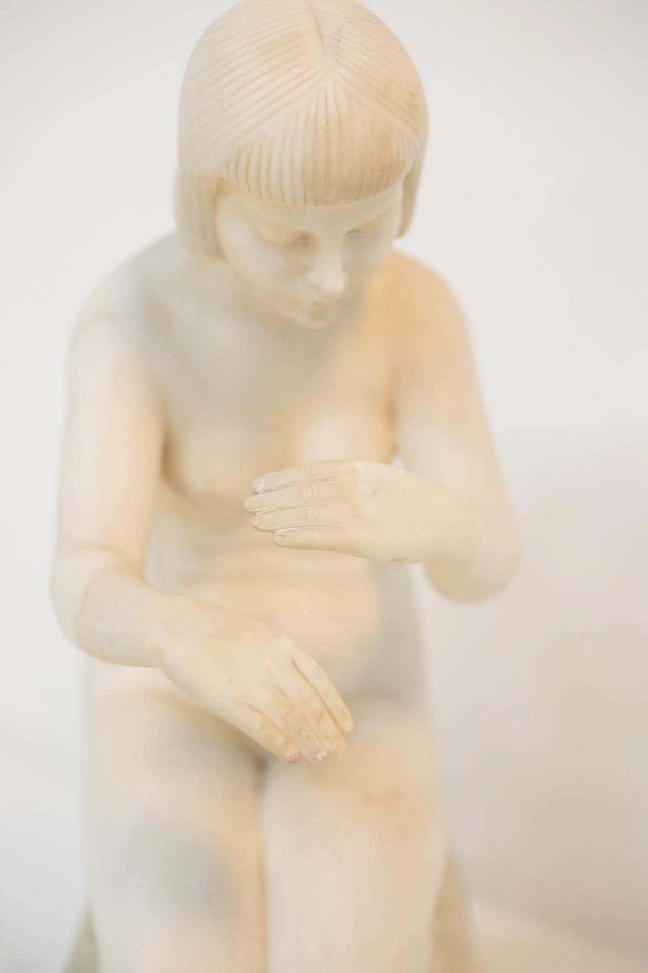 Guglielmo Pugi, Incantatrice di serpenti, scultura in marmo Art Déco, 1910 11