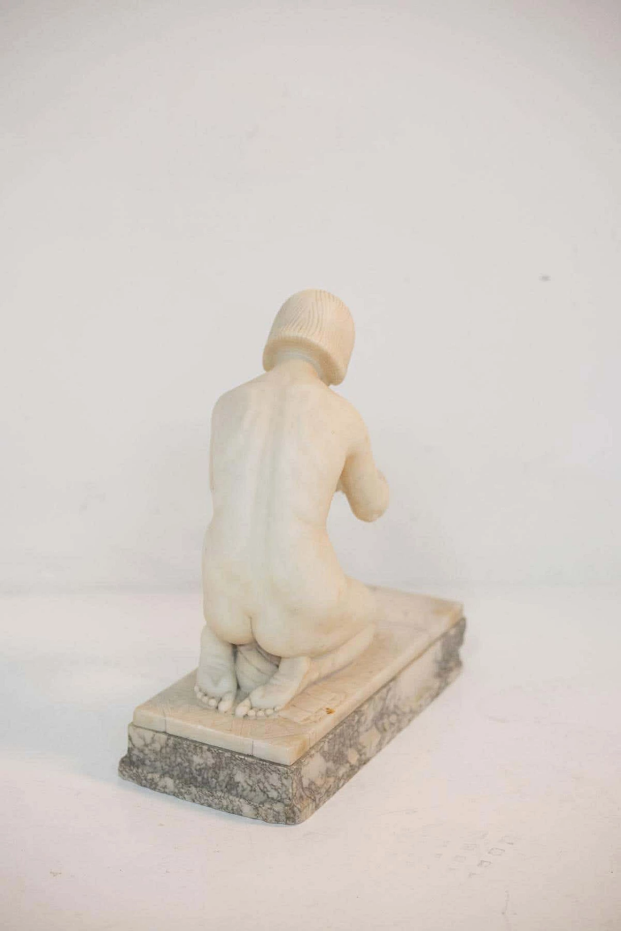 Guglielmo Pugi, Incantatrice di serpenti, scultura in marmo Art Déco, 1910 13