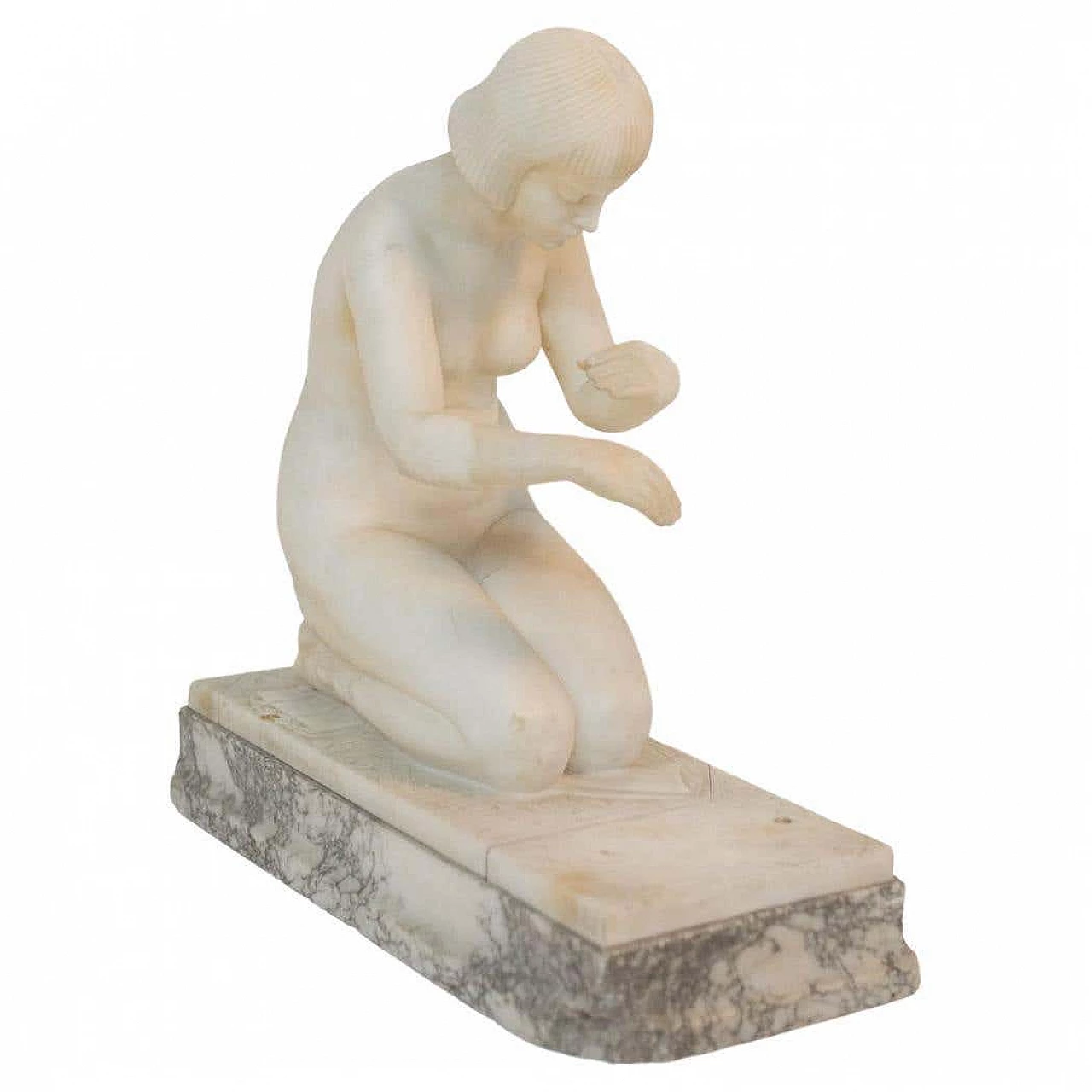 Guglielmo Pugi, Incantatrice di serpenti, scultura in marmo Art Déco, 1910 16