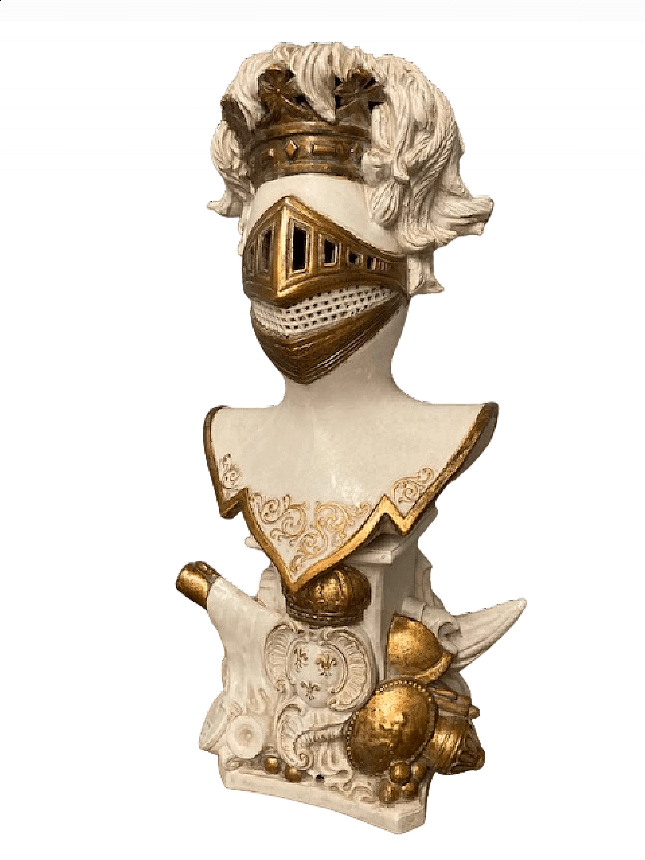 Ceramic sculpture of knight's armour with base, early 20th century 19