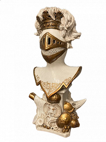 Ceramic sculpture of knight's armour with base, early 20th century