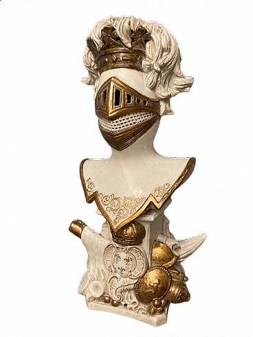 Ceramic sculpture of knight's armour with base, early 20th century