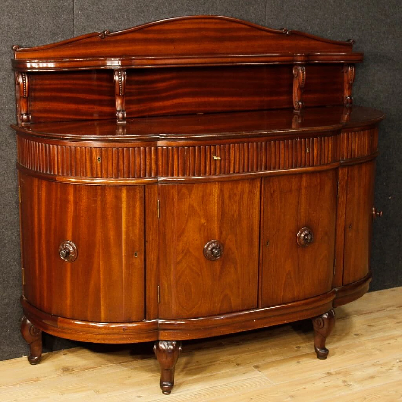 Carved mahogany sideboard with four doors, 1920s 1