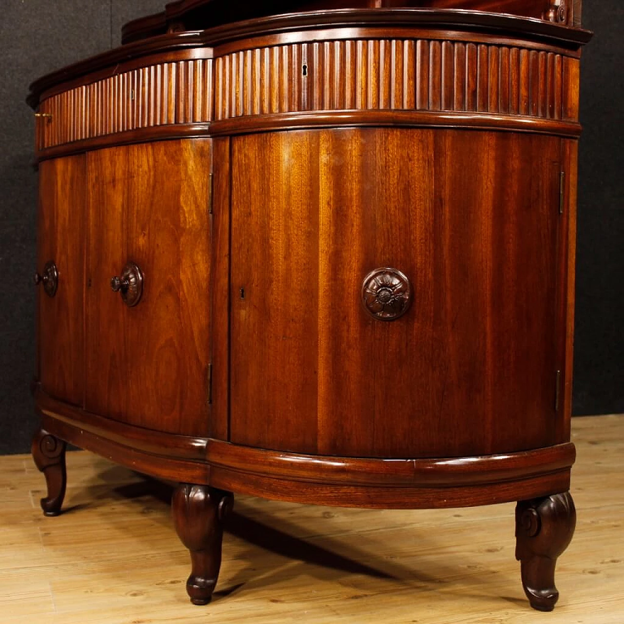 Carved mahogany sideboard with four doors, 1920s 8