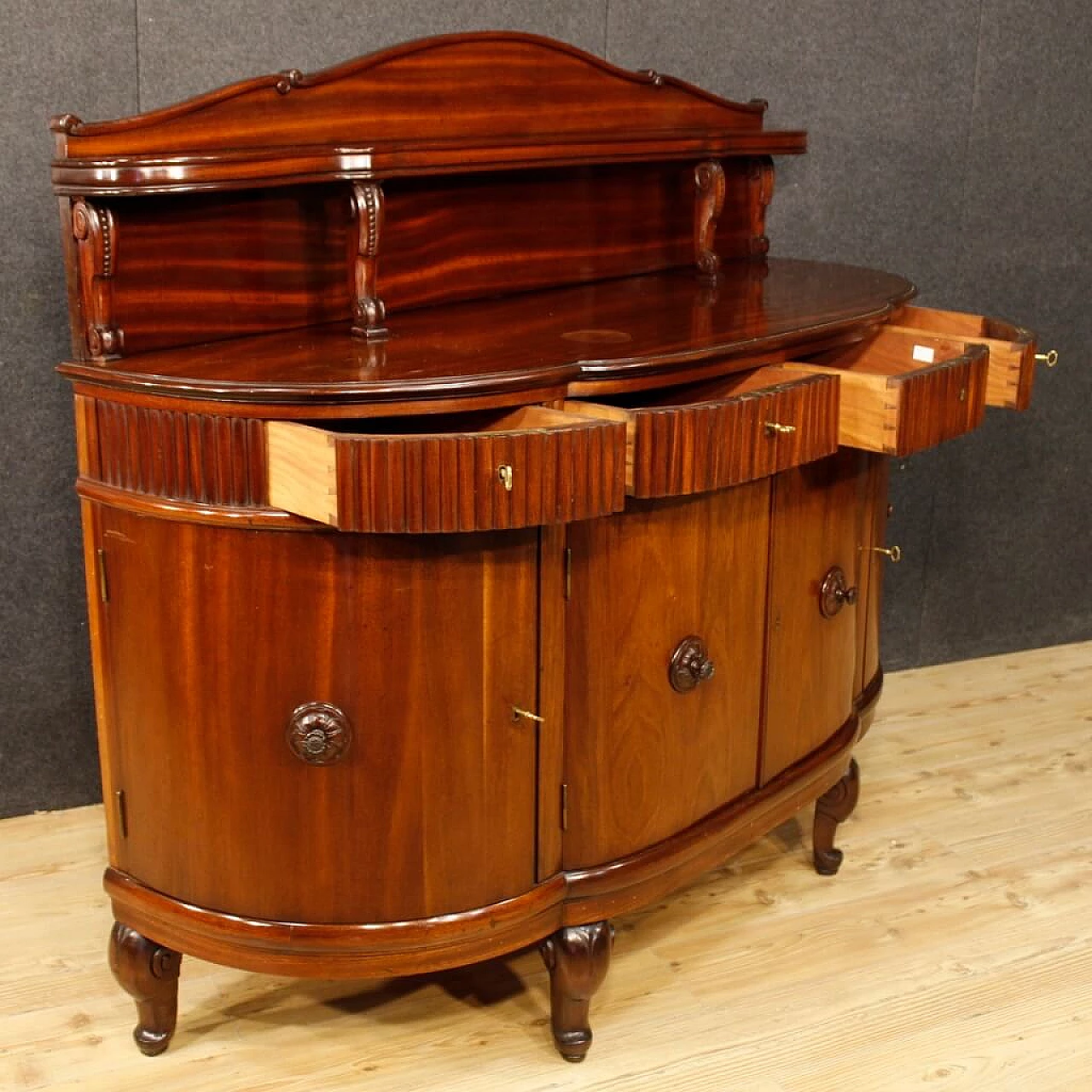 Carved mahogany sideboard with four doors, 1920s 11