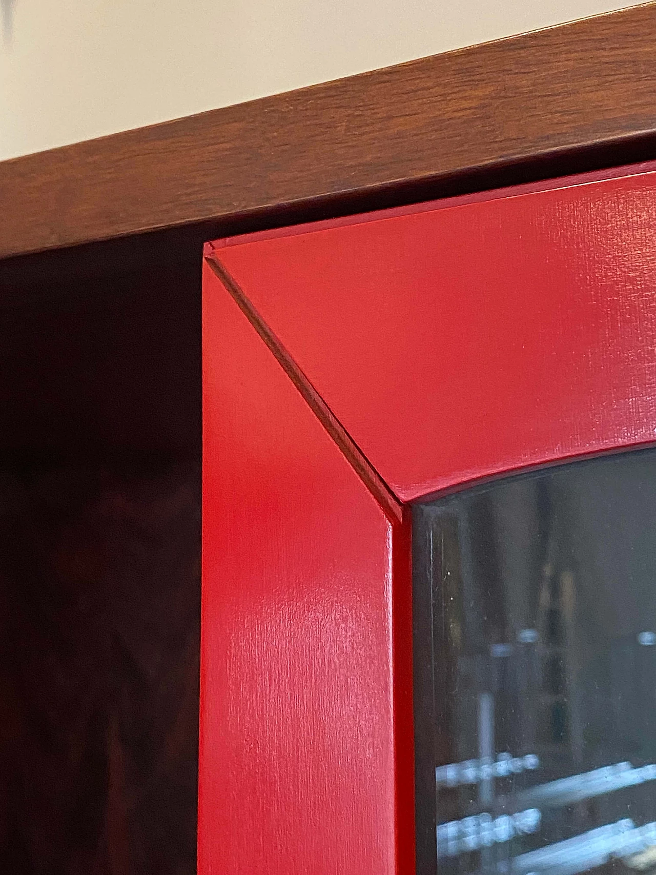 Wood and Vienna straw sideboard with glass cabinet, 1960s 6