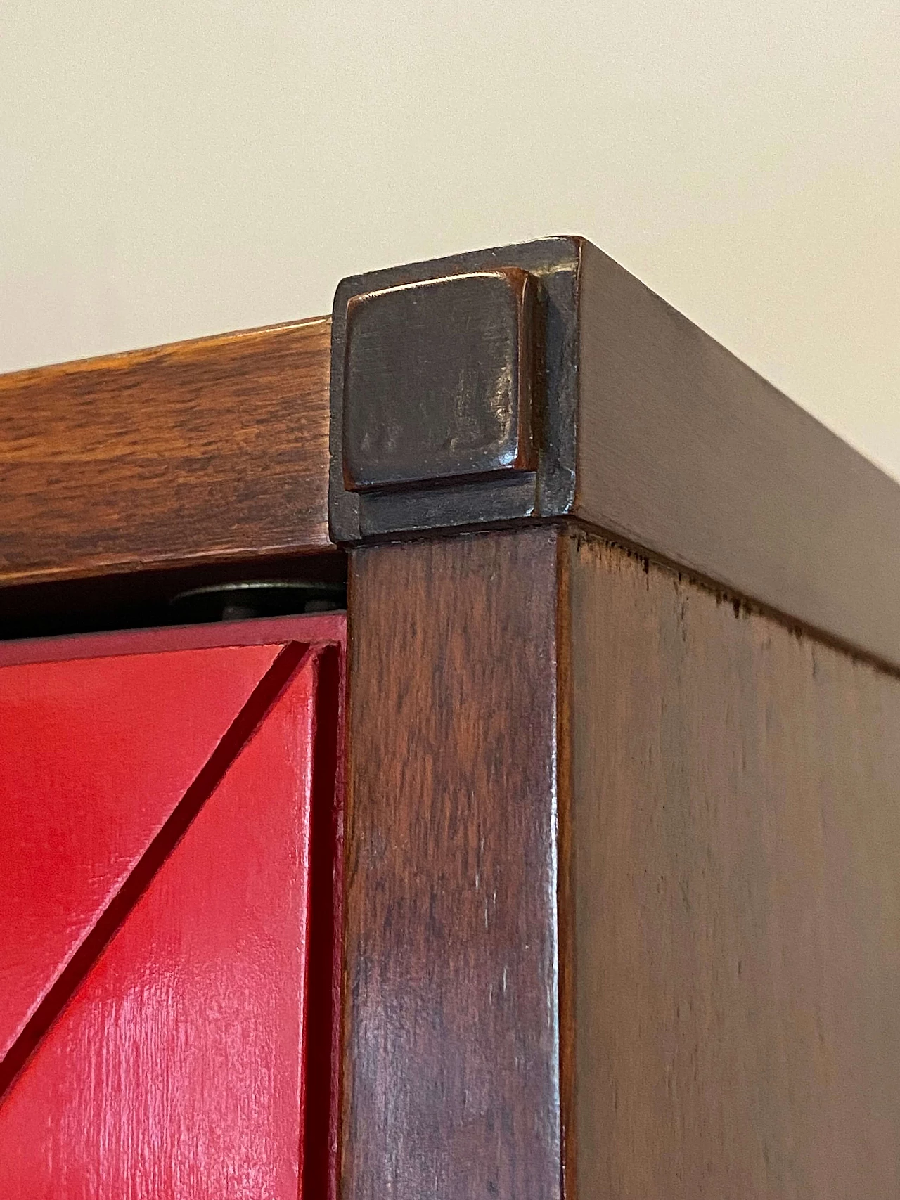 Wood and Vienna straw sideboard with glass cabinet, 1960s 11