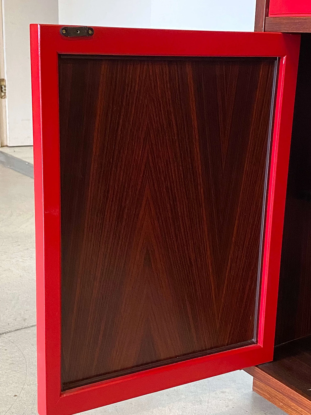 Wood and Vienna straw sideboard with glass cabinet, 1960s 15