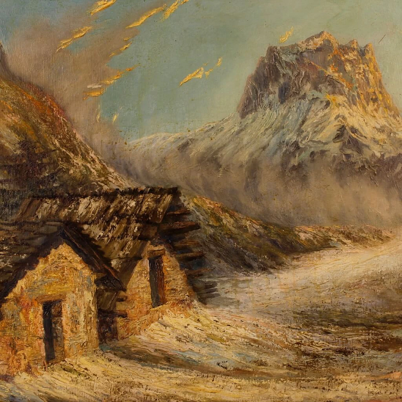 Mountain landscape, oil painting on panel 3