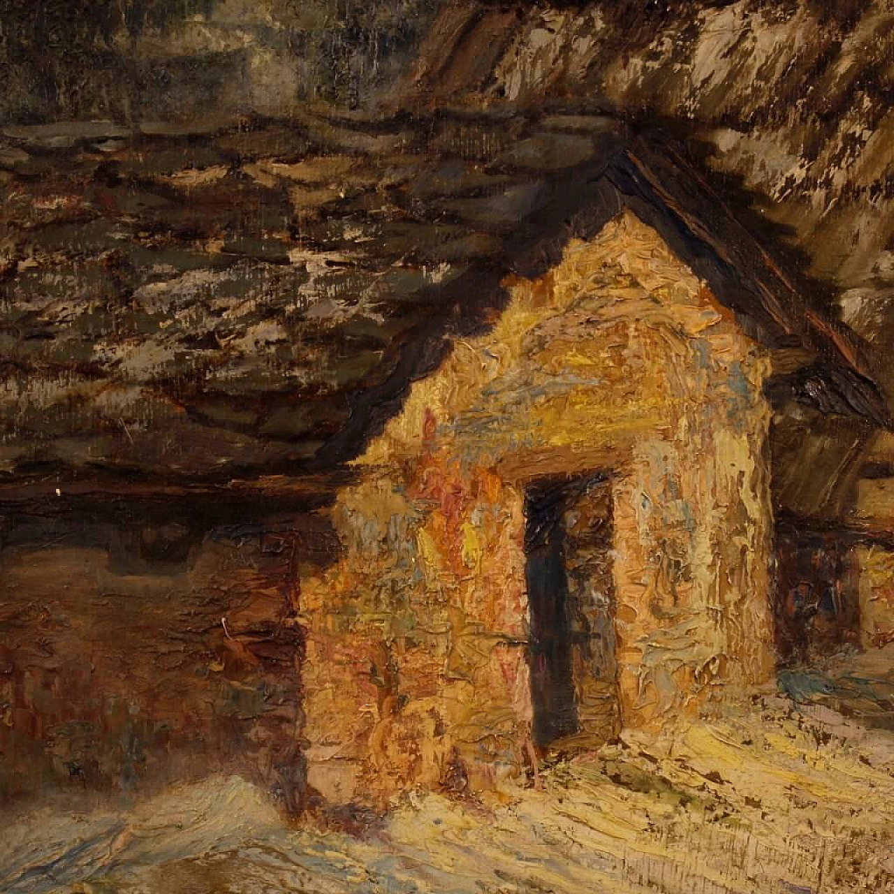 Mountain landscape, oil painting on panel 8