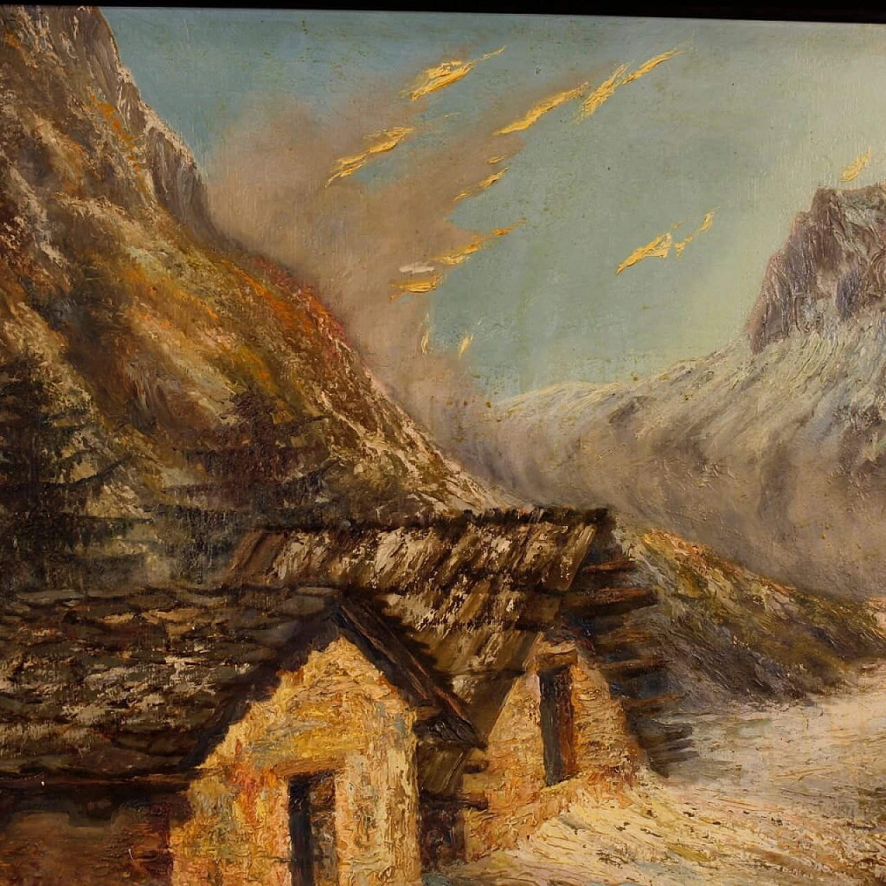 Mountain landscape, oil painting on panel 11