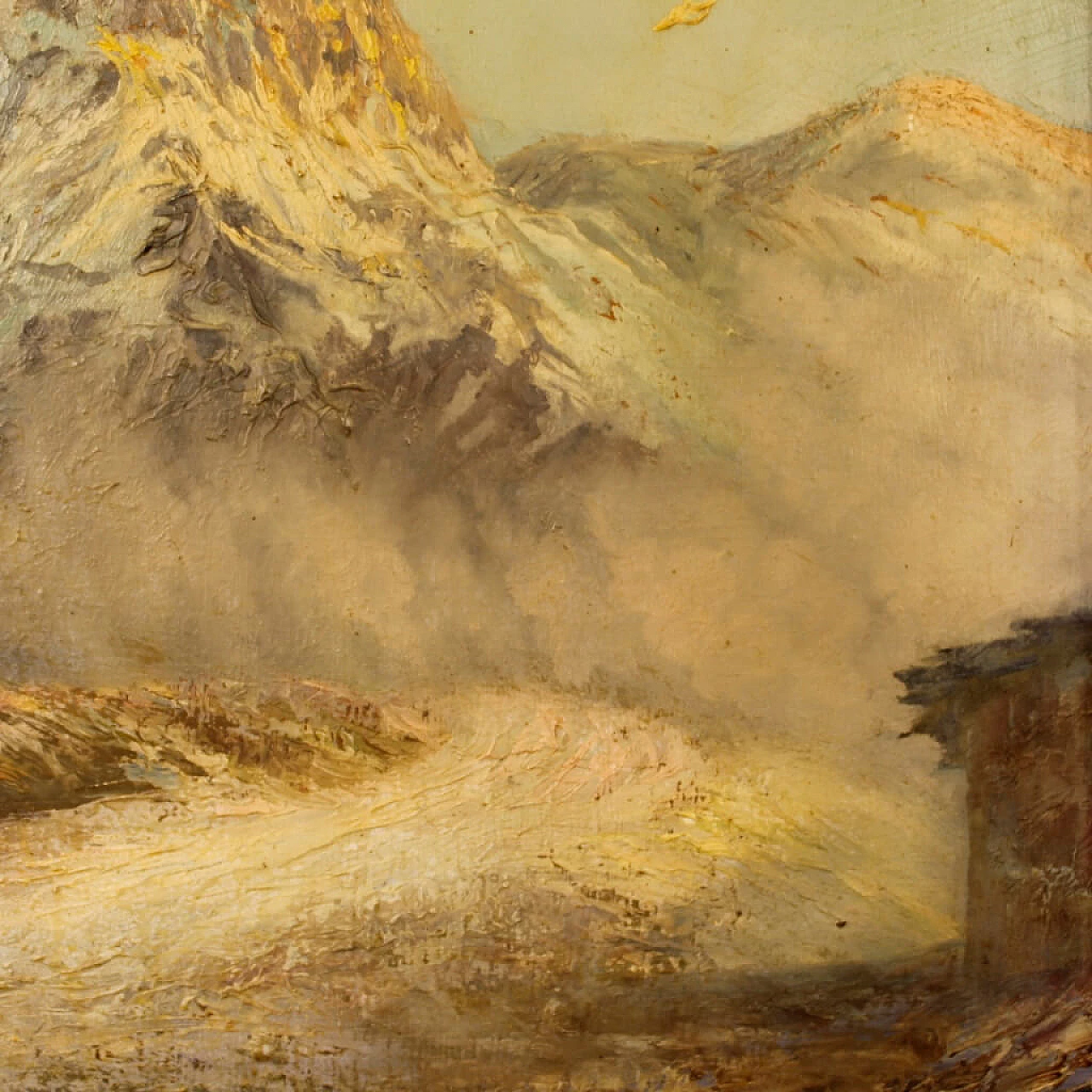 Mountain landscape, oil painting on panel 12