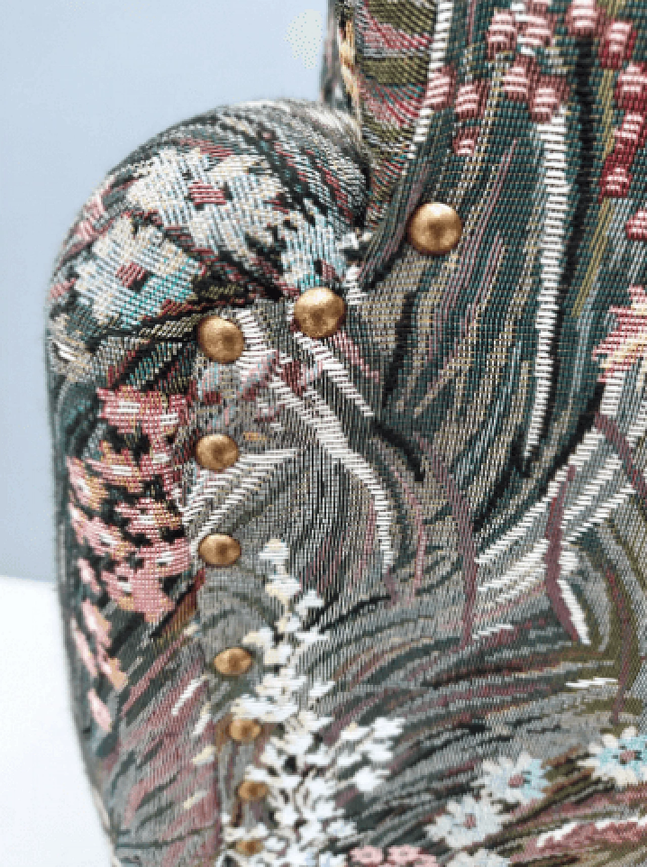 Pair of floral fabric armchairs, 1950s 11