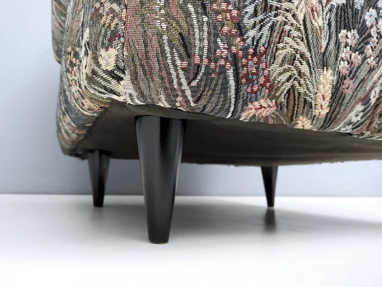 Pair of floral fabric armchairs, 1950s 13