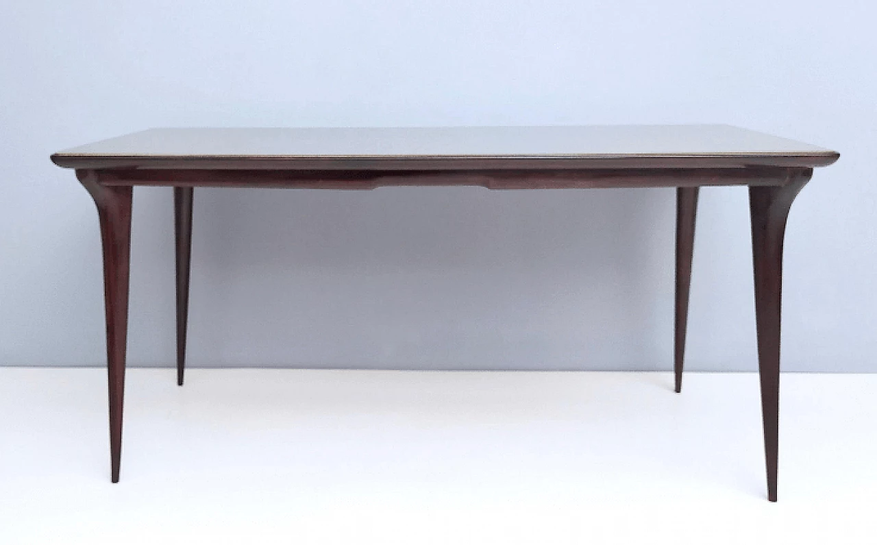 Ebonized beech and dove gray glass table, 1950s 5