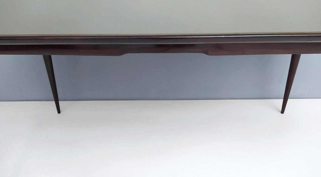 Ebonized beech and dove gray glass table, 1950s 9