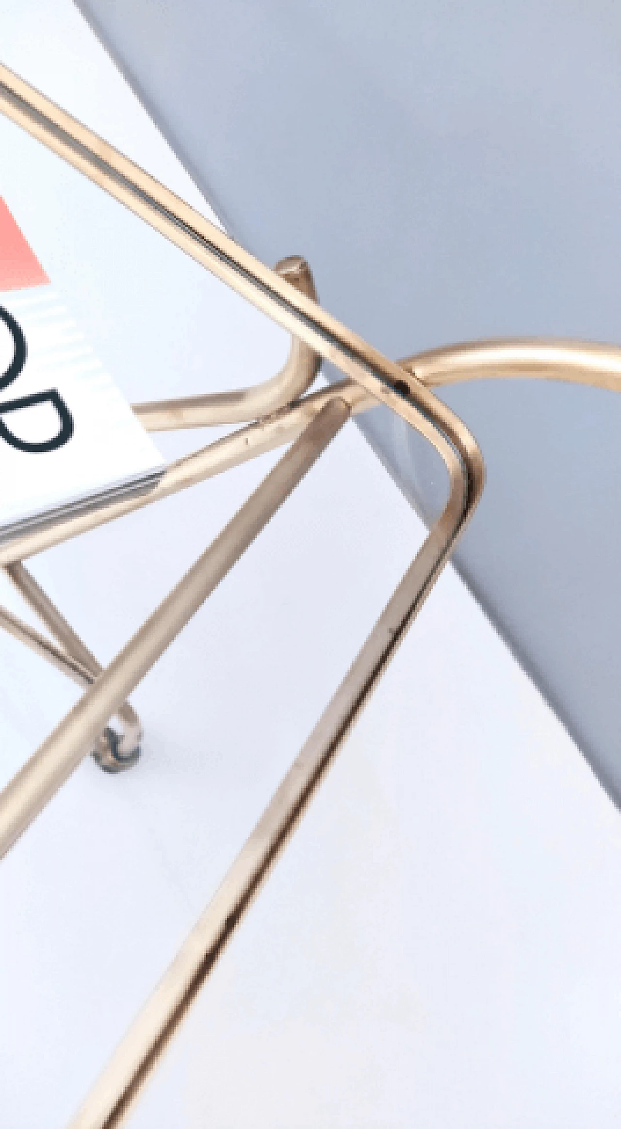 Brass cart with glass shelves, 1950s 11