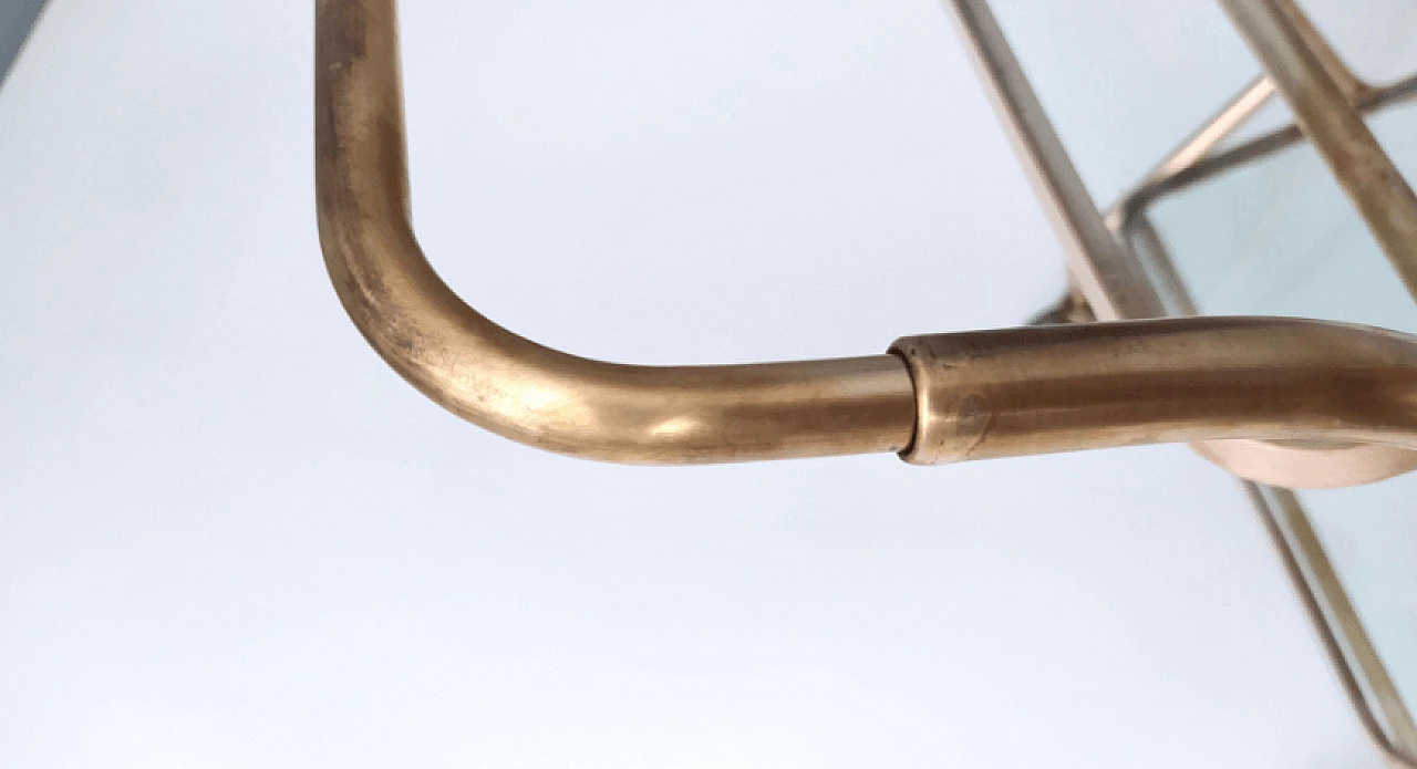 Brass cart with glass shelves, 1950s 12