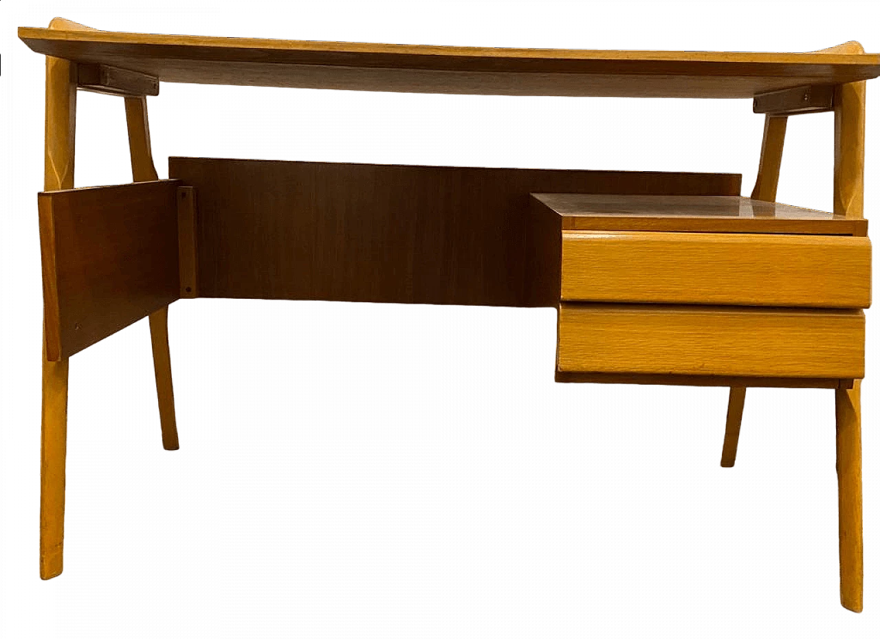 Desk in beech, mahogany and oak by Vittorio Dassi, 1950s 5