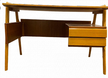 Desk in beech, mahogany and oak by Vittorio Dassi, 1950s
